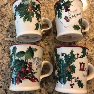 Williams Sonoma vintage postcard mugs set of 4